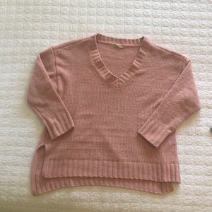Pink chunky V-neck sweater